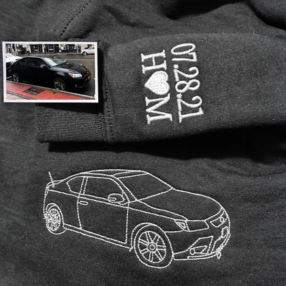 Loversdovey Custom Car Portrait Embroidered Hoodie