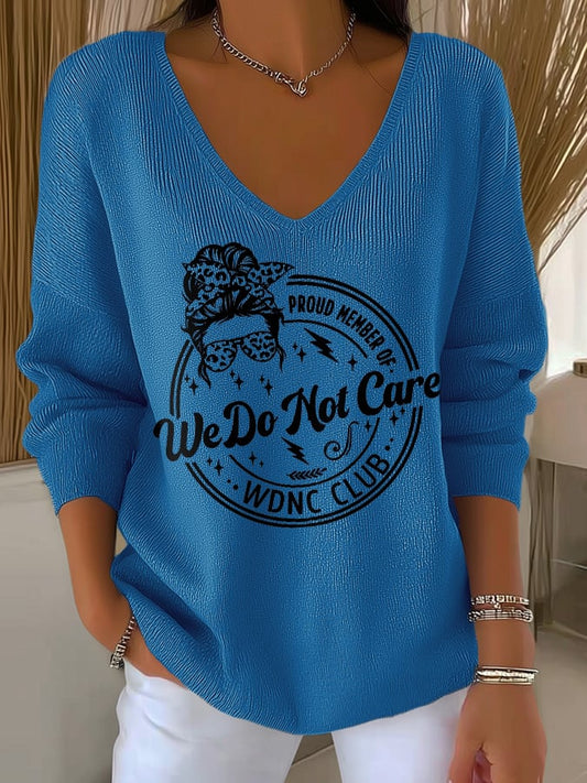 🔥Buy 3 Get 15% Off🔥V-Neck Retro Funny Proud Member Of WDNC Club Menopause Perimenopause Print Knitted Tops