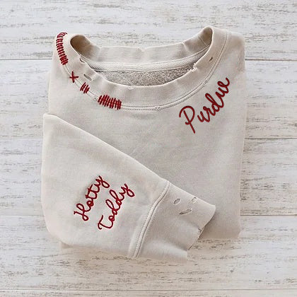 VINTAGE CUSTOM CREW-Custom Embroidered Hand Distressed Crew Neck Sweatshirt