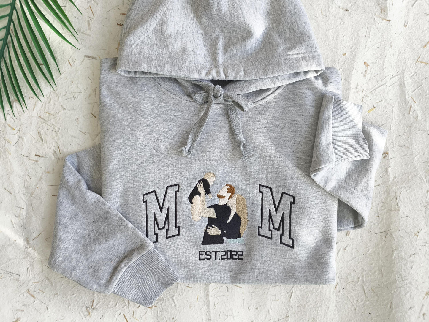 Mama Sweatshirt with Photo, Custom Embroidered Hoodie Mama and Kids Portrait, Varsity Shirt