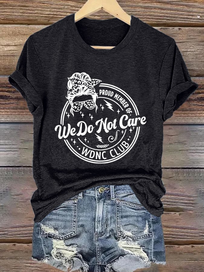 Retro Funny Proud Member Of WDNC Club We Do Not Care Menopause Perimenopause Print T-Shirt