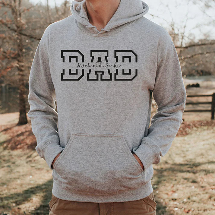 Personalized DAD Hoodie with Kid's Names Father's Day Gift