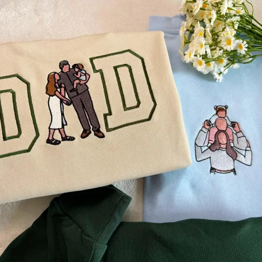 Personalized Embroidered Family Photo Glitter Sweatshirt - Mother's Day Gift