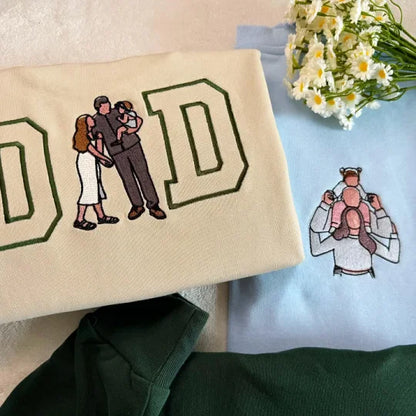 Personalized Embroidered Family Photo Glitter Sweatshirt - Mother's Day Gift