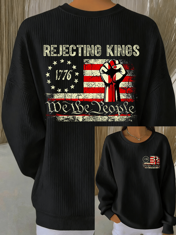 🔥Buy 3 Get 15% Off🔥Women's FDT Print Knit Crew Neck Long Sleeve Top