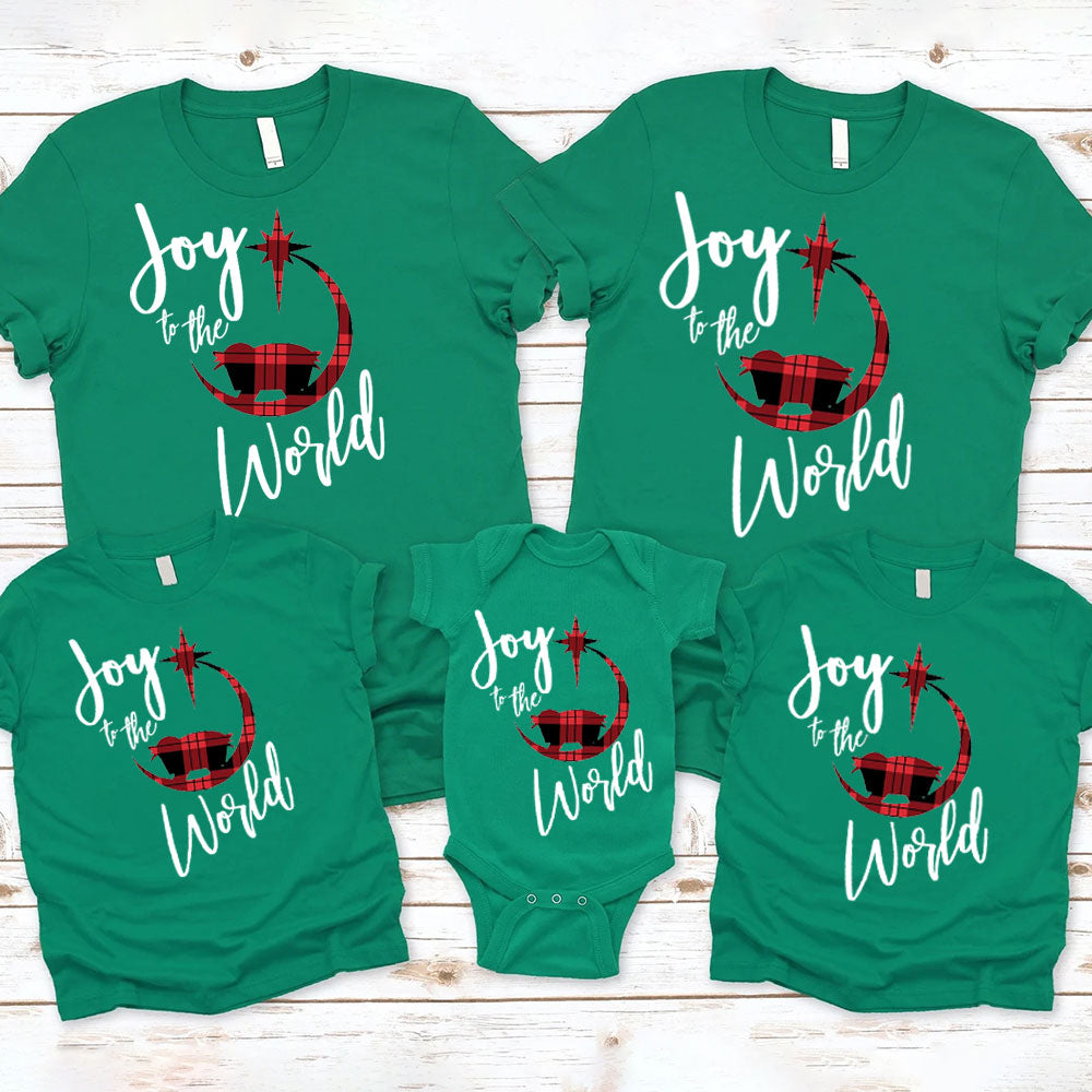 Joy to the World Nativity Christmas Family Matching Shirts