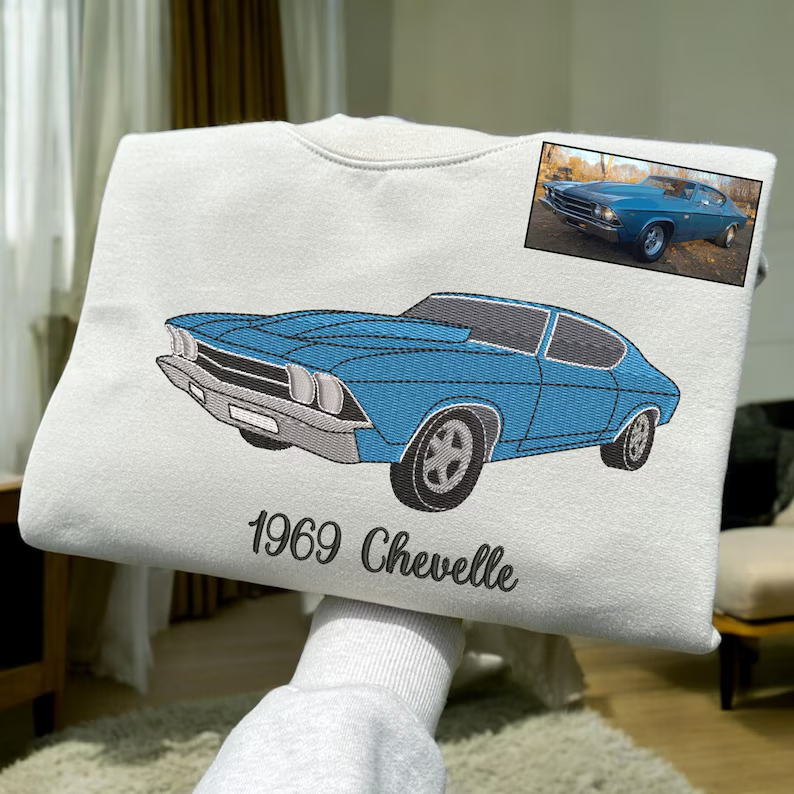 Gifts For Car Lover Custom Embroidered Car Hoodie (Refined Embroidery)