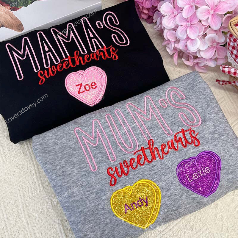 Glitter Mama’s Sweethearts Embroidered Sweatshirt