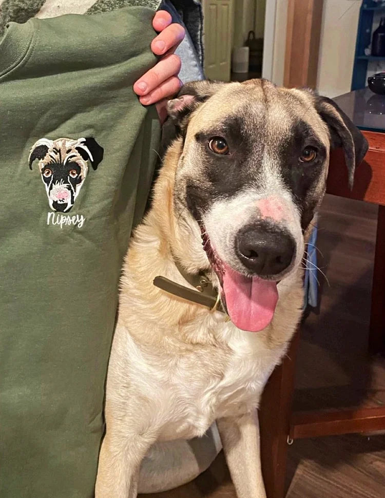 Custom Embroidered Pet Portrait Hoodie Zip Up Hoodie