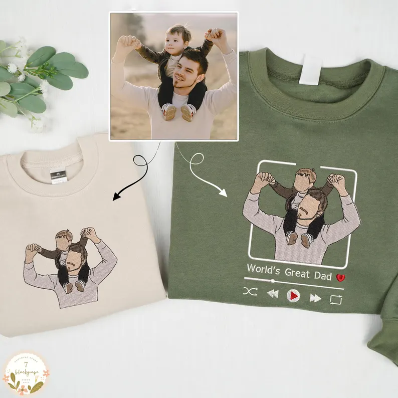Personalized Photo Portrait Sweatshirt for Dad, Papa, and Your Beloved Ones
