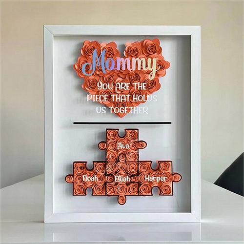 Mother’s Day Puzzle Flower Box | Paper Flower Shadow Box | Customized Gift for Birthdays, Anniversary, Mother's Day