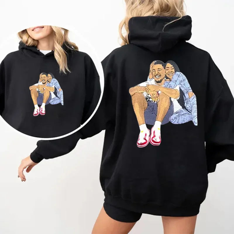Loversdovey Custom Embroidered Hoodie Mama and Kids Portrait, Family Photo Sweatshirt