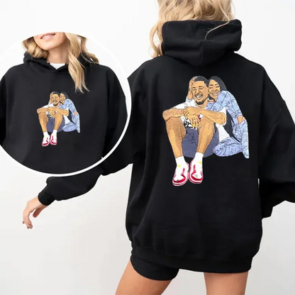 Loversdovey Custom Embroidered Hoodie Mama and Kids Portrait, Family Photo Sweatshirt