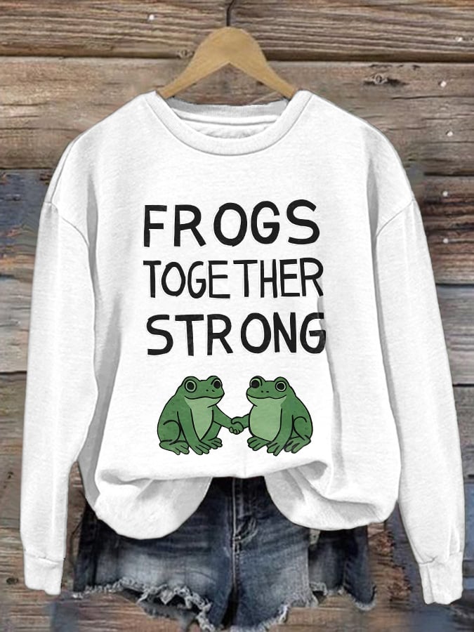 🔥Buy 3 Get 15% Off🔥Retro Frogs Together Strong Print Sweatshirt