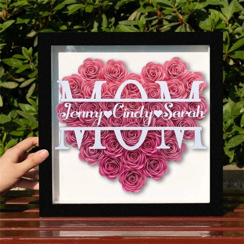 Personalized Mom Flower Shadow Box With Name