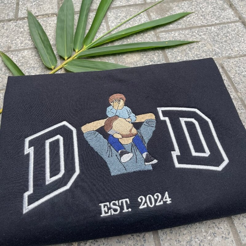 Custom Dad Shirt - Embroidered Portrait Shirt with Photo - Unique Gift for Dad and Family