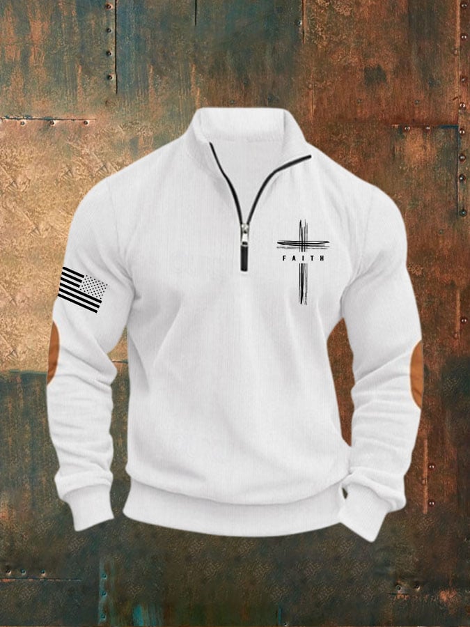 Men's Vintage Faith Cross Print Sweatshirt