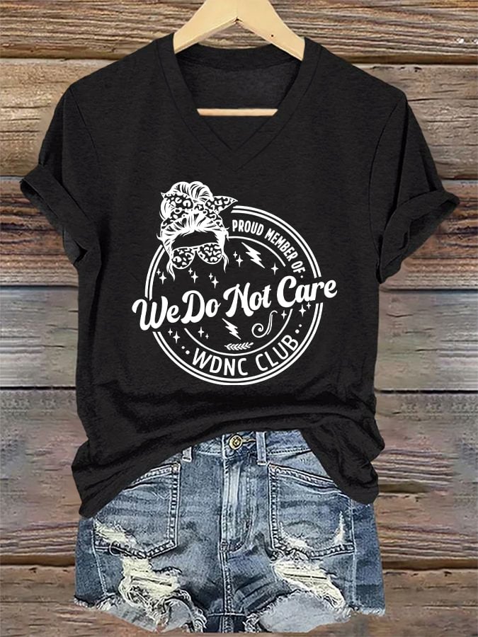 🔥Buy 3 Get 15% Off🔥V-Neck Retro Funny Proud Member Of WDNC Club We Do Not Care Menopause Perimenopause Print T-Shirt
