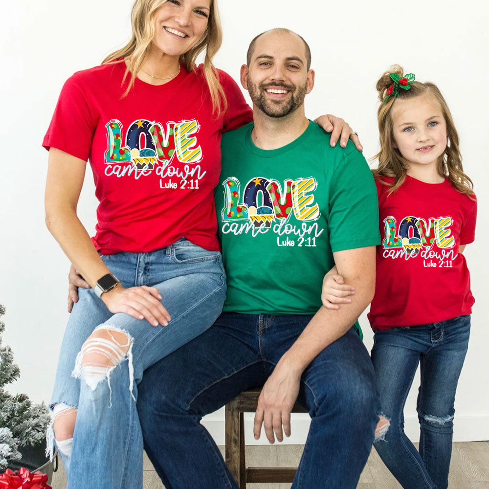 Love Came Down Christian Christmas Family Matching Shirt and Bodysuit