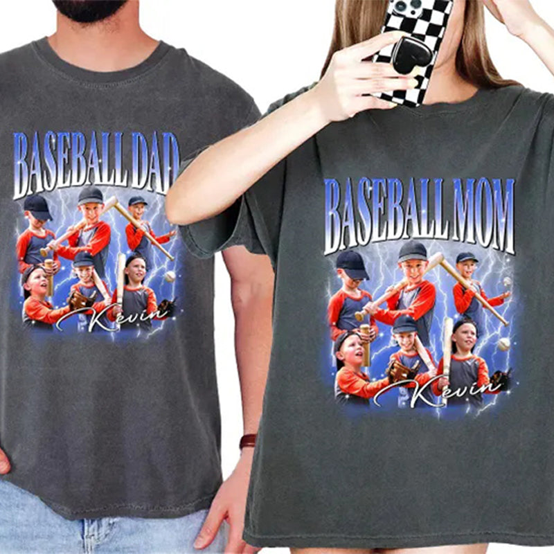 Custom Baseball Dad or Mom Shirt – Personalized Photo Game Day Tee