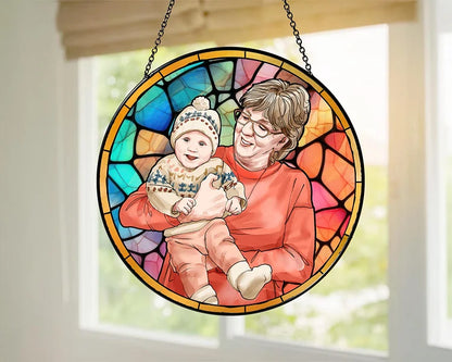 Personalized Grandpa/Dad Portrait Suncatcher Window Hanging