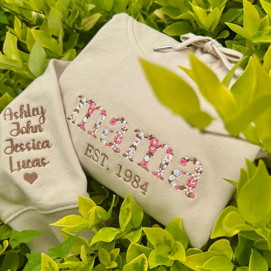 Custom Embroidered Floral Mama Sweatshirt