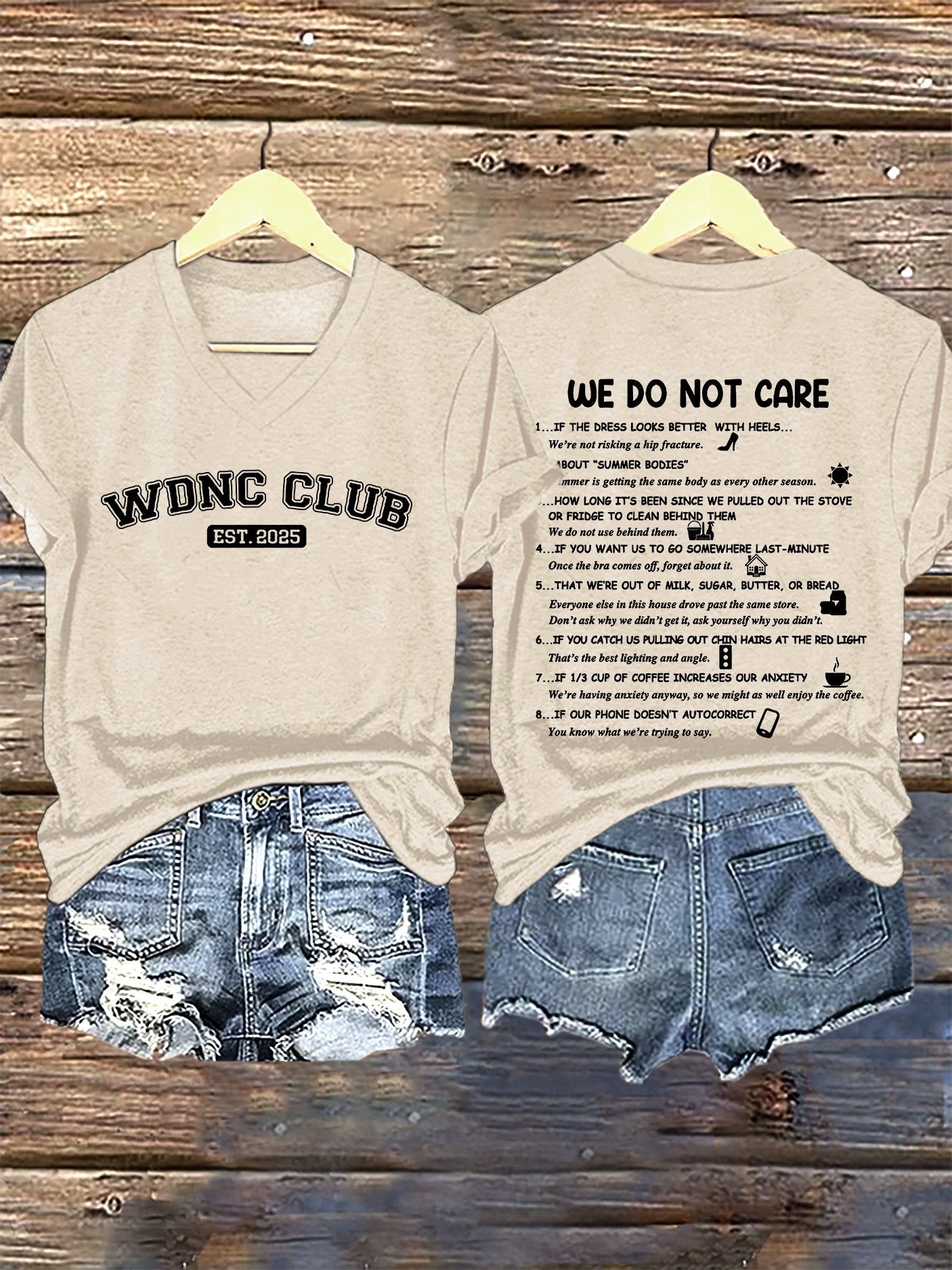 🔥Buy 3 Get 15% Off🔥V-Neck Retro Funny WDNC Club Menopause Perimenopause Print T-Shirt