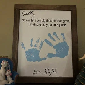 Dad - Father's Day Gift, Father's Day Wooden Diy Handprint Sign, Gifts For Dad, Child's Handprint Sign, Gifts For Grandpa
