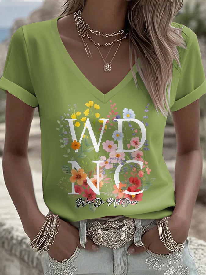🔥Buy 3 Get 15% Off🔥V-Neck Retro Funny WDNC We Do Not Care Club Menopause Perimenopause Print T-Shirt