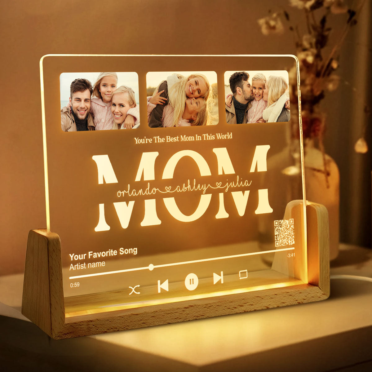 Customize with a Song That Speaks Your Heart, Personalized Photo LED Night Light