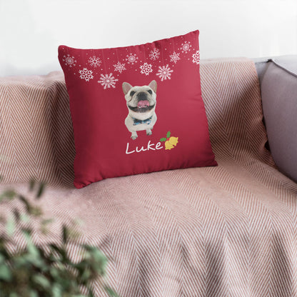 Custom Dog Photo Christmas Pillow With Name Christmas Pillow Gift