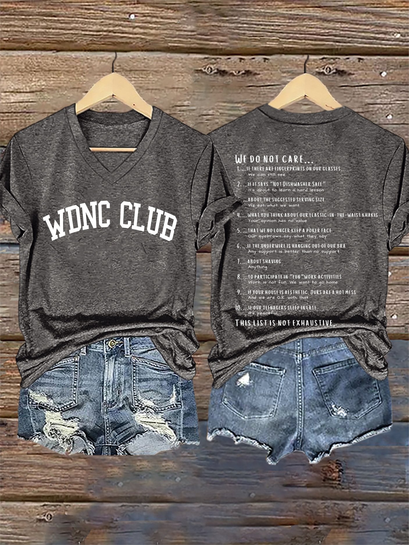 🔥Buy 3 Get 15% Off🔥V-Neck Retro Funny WDNC Menopause Perimenopause This List Is Not Exhaustive Print T-Shirt