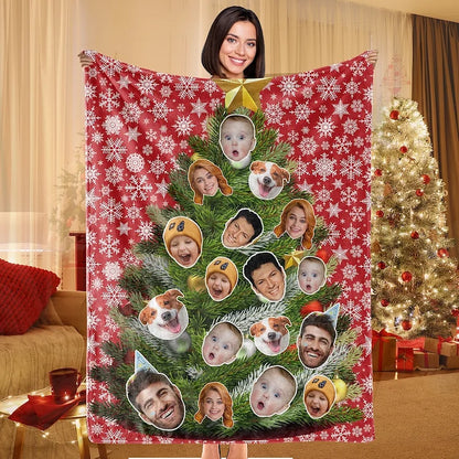 Custom Christmas Photo Blanket,Christmas Blanket Personalized Pet Faces Blankets