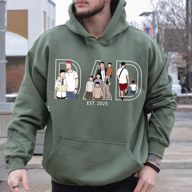 Custom DAD Photo Embroidered Sweatshirt & T-Shirt for DAD, PAPA-The Perfect Father’s Day Gift