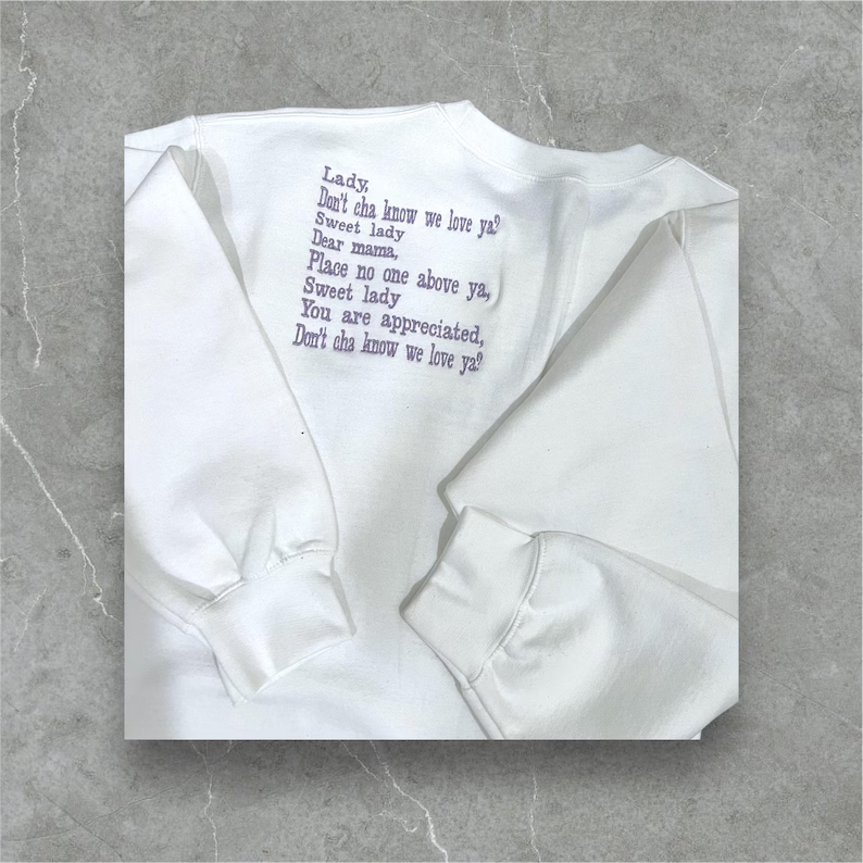 Custom Dear MAMA Glitter Applique Sweatshirt - Personalized Back Text Embroidery