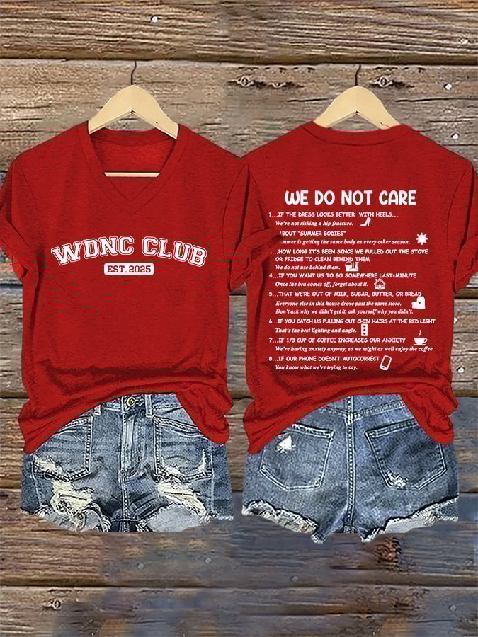 🔥Buy 3 Get 15% Off🔥V-Neck Retro Funny WDNC Club Menopause Perimenopause Print T-Shirt