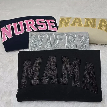 Custom Applique Glitter Mama Sweatshirt