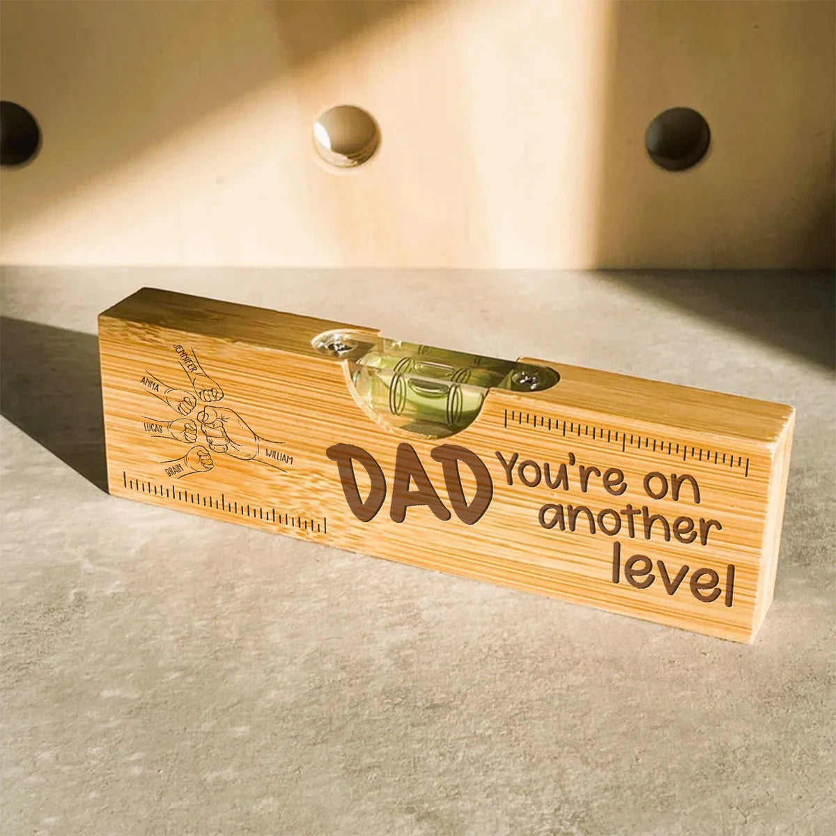 Dad Fist Bump - Personalized Custom Engraved Wooden Spirit Level Bottle Opener
