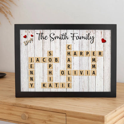 Family Love Crossword Puzzle Art Personalized Poster, Unique 2025 Home Decor, Mother's Day Gift For Family, Dad, Mom, Brother, Sister