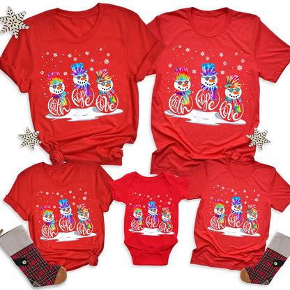 Christmas Faith Hope Love Snowman Family Matching Shirts
