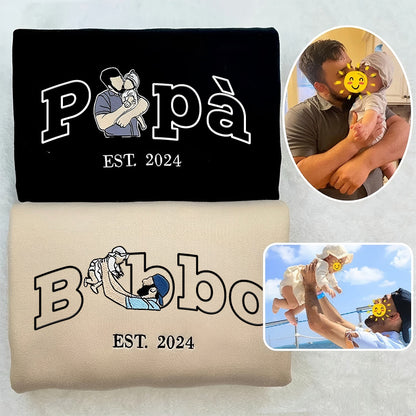 Custom Dad Shirt - Embroidered Portrait Shirt with Photo - Unique Gift for Dad and Family