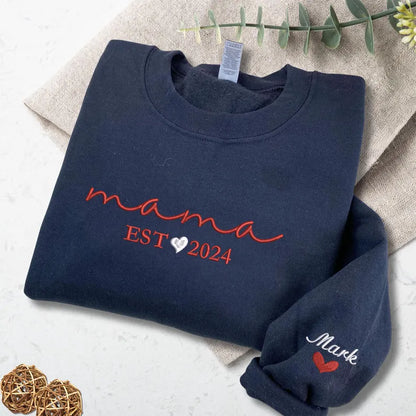Custom Embroidered Mama Sweatshirt with Kid Names - Personalized Mom Hoodie With Names - New Mama Outfit - Pregnancy Announcement Clothing