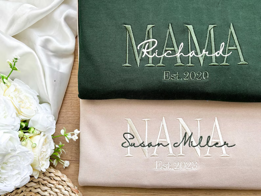 Custom Embroidered Mama Sweatshirt with Kid Name, Mama Sweatshirt, Pregnancy Announcement, Mother’s Day Gift
