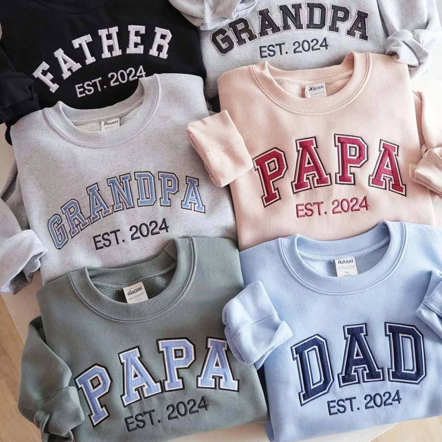 Personalized Embroidery Shirt, Custom DAD/GRANDPA Sweatshirt With Grandkids Names On Sleeve