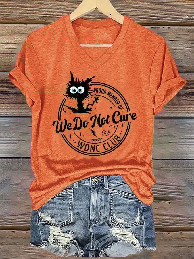 🔥Buy 3 Get 15% Off🔥V-Neck Retro Funny Proud Member Of WDNC Club We Do Not Care Menopause Perimenopause Print T-Shirt