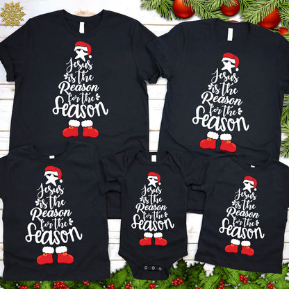 Jesus is the Reason for the Season Christmas Tree Family Matching Shirts
