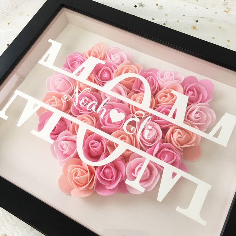 Personalized Mom Flower Shadow Box With Name