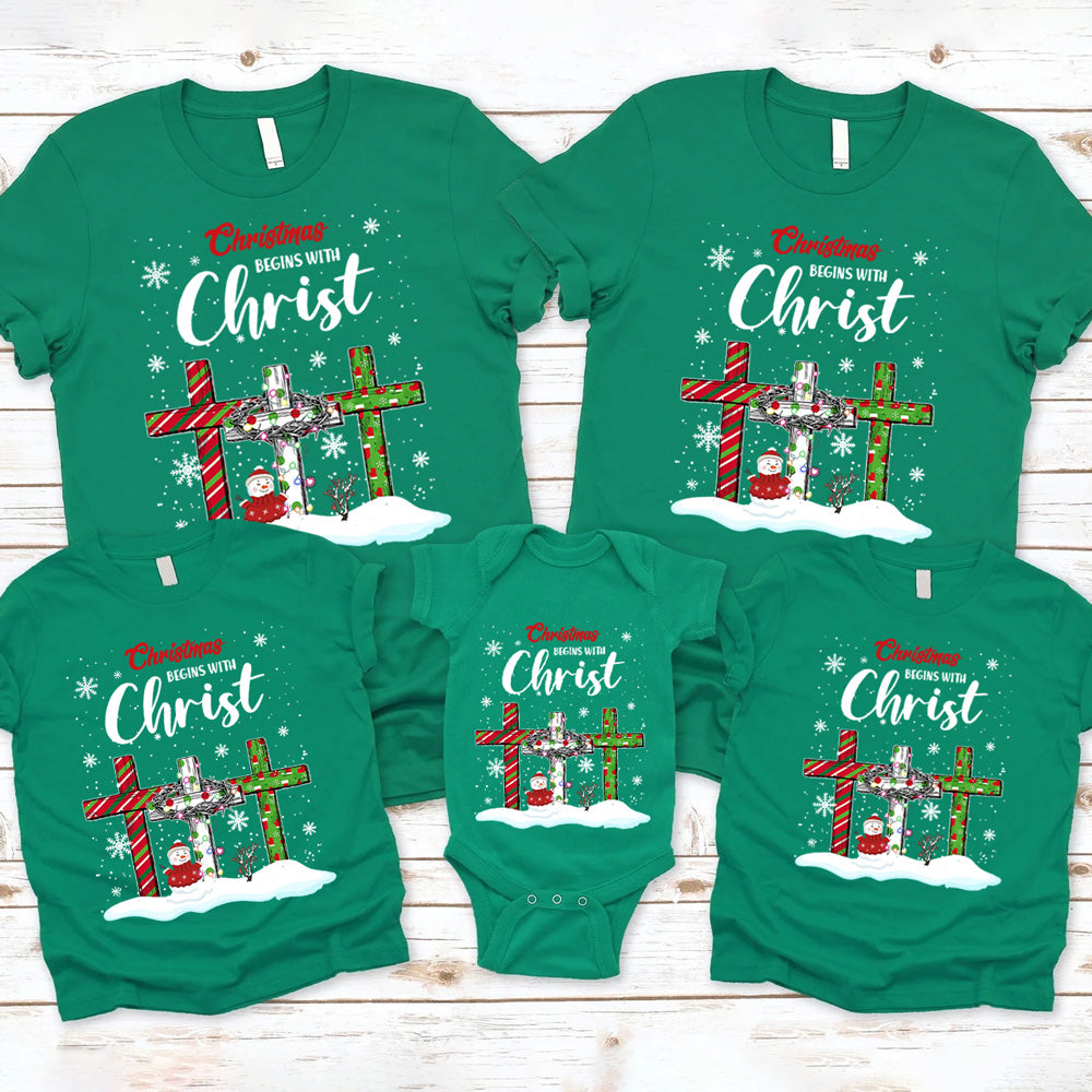 Christmas Begins with Christ Family Matching Shirts