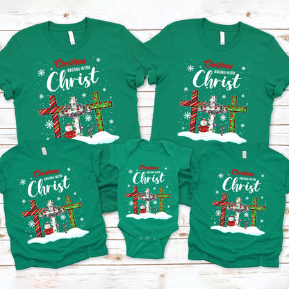 Christmas Begins with Christ Family Matching Shirts