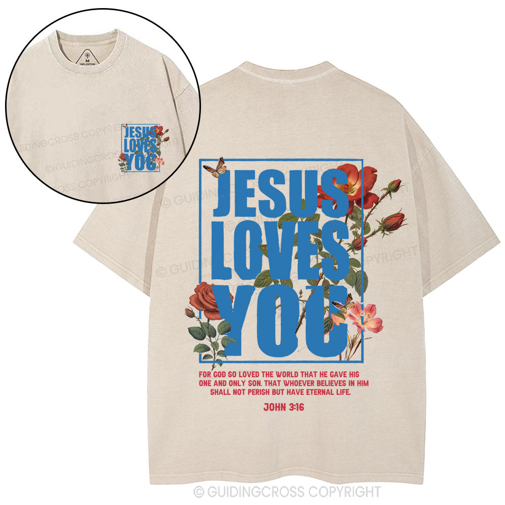 For God So Loved Christian Washed T-Shirt